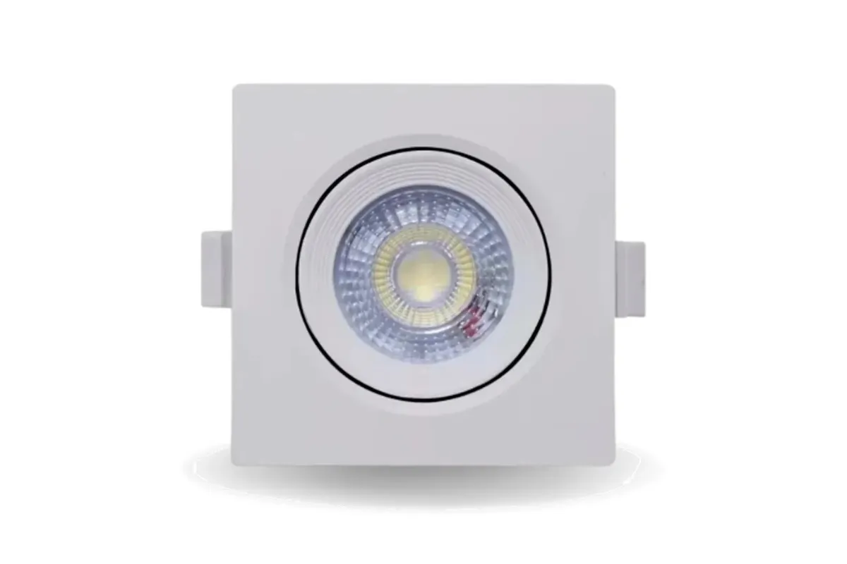 spot de LED olho de boi quadrado branco embutido com lente central